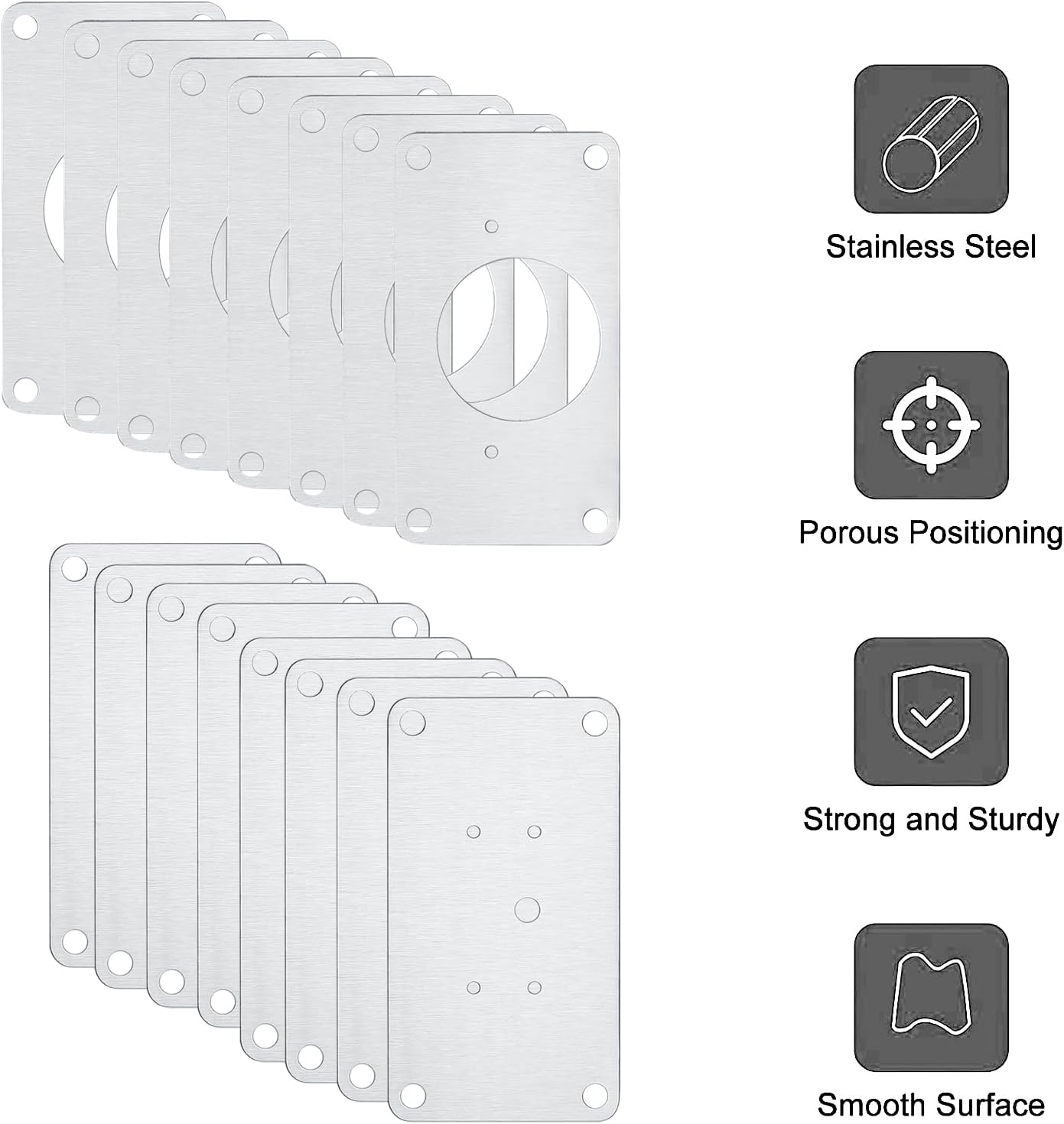 16 Pcs Cabinet Hinges Repair Plates, Cabinet Doors Hinge Repair Kit | cabinet hinge repair plate kit,Stainless Steel Furniture Cabinet Drawer Window Repair Plates with Screwdriver