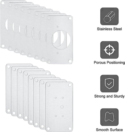 16 Pcs Cabinet Hinges Repair Plates, Cabinet Doors Hinge Repair Kit | cabinet hinge repair plate kit,Stainless Steel Furniture Cabinet Drawer Window Repair Plates with Screwdriver