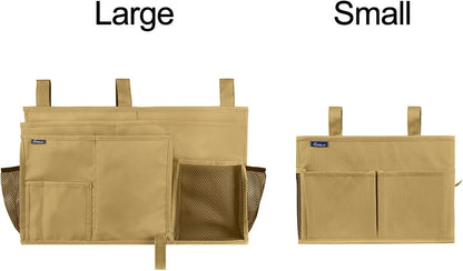 Surblue Bedside Caddy Hanging Organizer Storage Bag Pocket for Bunk, Hospital, College Dorm Rooms, Baby Bed Rails, Camp - 4 Pockets, 2 Hooks (Blue)