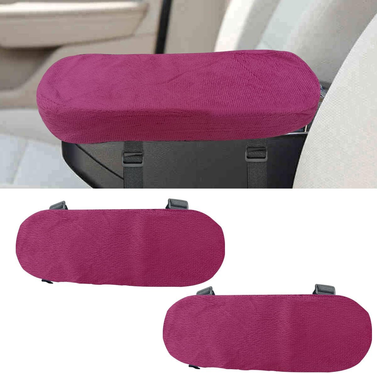 2PCS Car Seat Armrest Covers, Soft & Comfortable Office Chair Arm Pad, Anti-Scratch Car Armrest Cushion, Universal Car Armrest Pillow Protector Cover for Most Cars (Black)