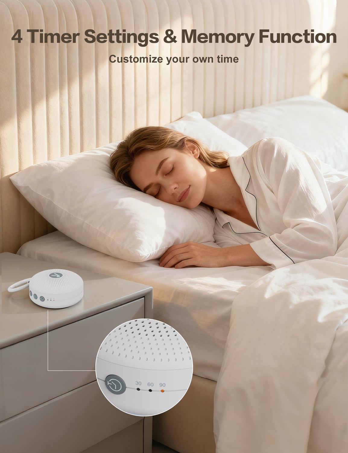 Portable Sound Noise Machine for Baby Kids Adult with 21 Natural Soothing Sounds, Powerful Battery, 32 Levels of Volume, Noise Canceling for Office & Sleeping, Sound Timer Therapy for Home, Travel