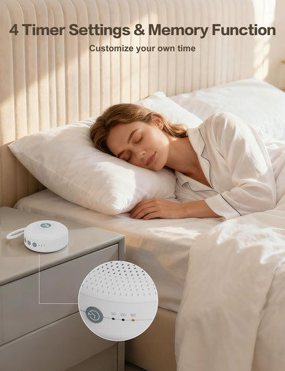 Portable Sound Noise Machine for Baby Kids Adult with 21 Natural Soothing Sounds, Powerful Battery, 32 Levels of Volume, Noise Canceling for Office & Sleeping, Sound Timer Therapy for Home, Travel