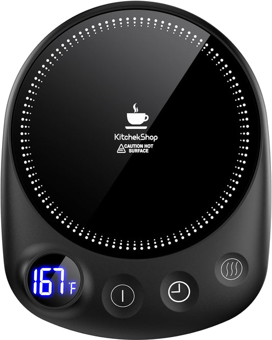 Coffee Mug Warmer-Fastest Heating & Highest Temperature, Coffee Cup Warmer for Desk Auto Shut Off, 4 Temp Settings & 1-12H Timer, Smart Electric Mug & Candle Warmer for Coffee, Tea (Black)