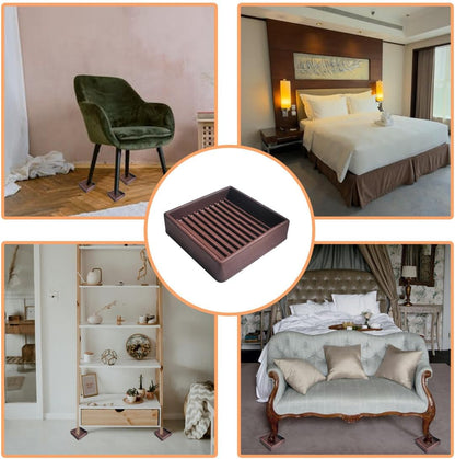 4 Pcs Couch Anti Slip Pads, 2x2 Square Rubber Furniture Caster Cups | Non-Slip Rubbers Bed Frame Stopper, Bed Stopper Floor Protectors for Protect Any Flooring (Brown)
