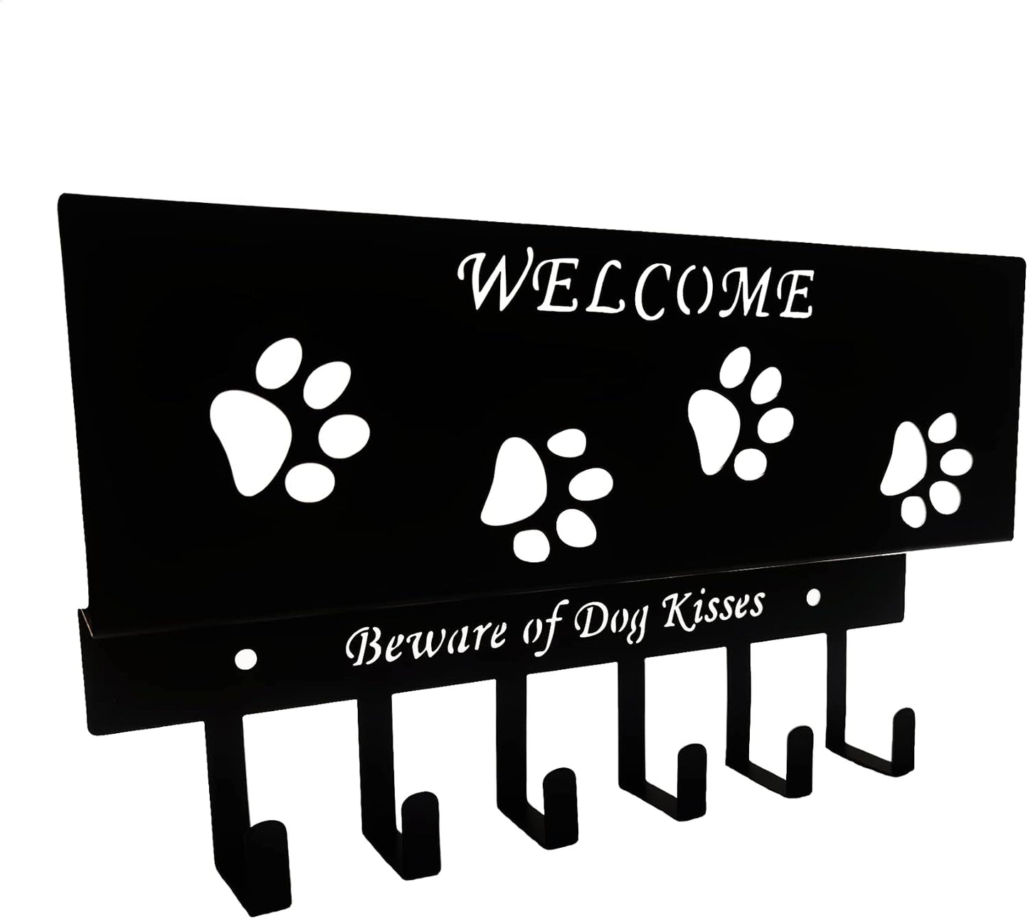 Dog Leash Holder for Wall, Storage and Mail Organizer, Key Holder Wall Mount With 6 Hooks - Leash, Stuff, Key, Letter, Sunglasses Organizer for Entryway, Farmhouse
