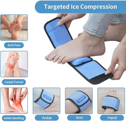 Comfpack Cold Therapy Wrap with 2 Packs for Pain Relief, Reusable Gel Ice Packs for Foot Plantar, Wrist, Ankle, Great for Sprains, Muscle Pain, Bruises, Injuries | Hot and Cold Ice Packs for Foot Plantar, Wrist, Ankle, Great for Sprains, Muscle Pain,
