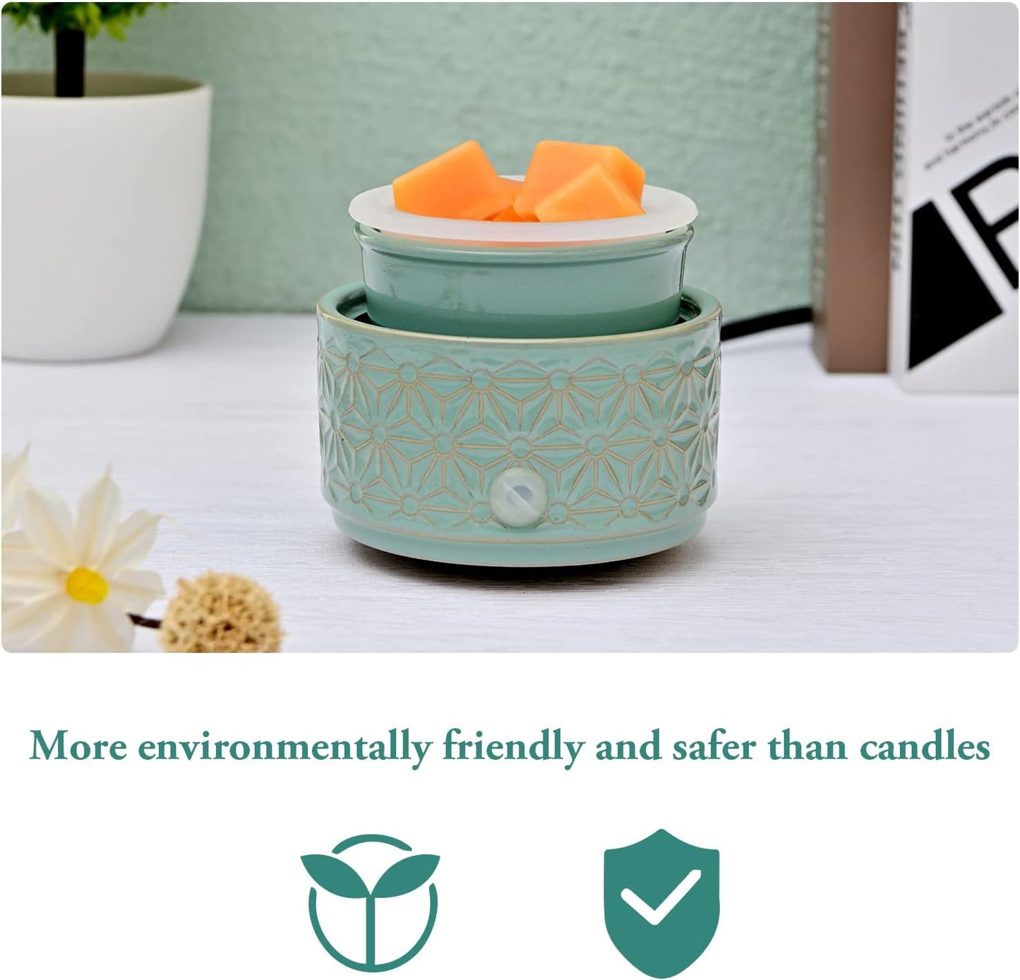 ASAWASA 2PCS Smart Candle Warmer for Large Jar, Coffee Mug Warmers, with Gravity Switch Auto Shut-On/Off, Safely and evenly Release The Aroma, Keep The Drink Warmth, Best Ideals Valentines Day Gifts