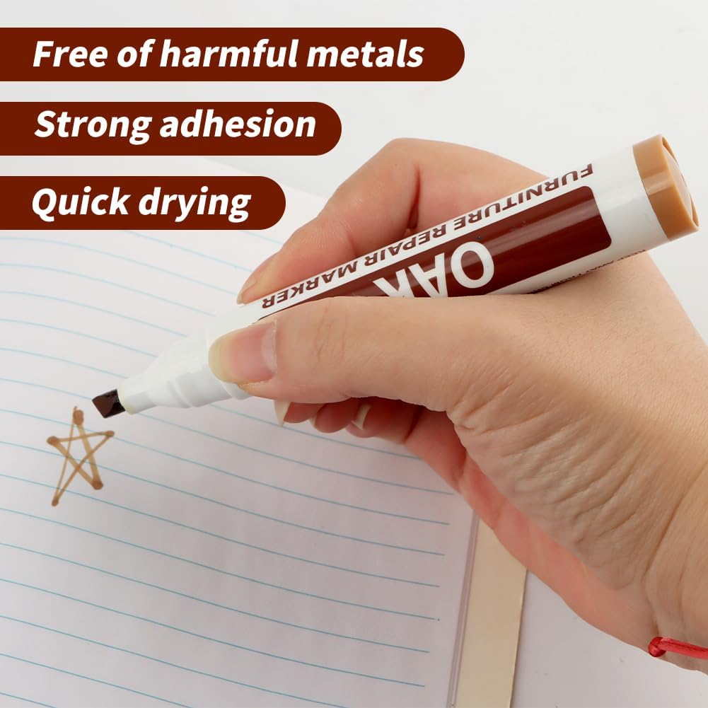 Wood Furniture Repair Markers, Black Paint Fix Touch Up Pen for Furniture & Wood Floor, Scratch Remover Filler for Nicks, Scratches & Stains, Professional Furnitures Recolour Pen for Home/Office