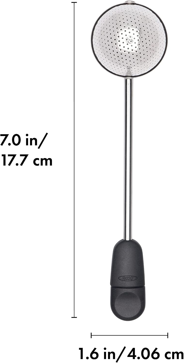 OXO Brew Twisting Ball Tea Infuser - Fine Mesh, Stainless Steel | Loose Leaf Tea Infuser, Reusable Strainer, Easy-Open Twist Design, Fits Different Sized Mugs, Dishwasher Safe