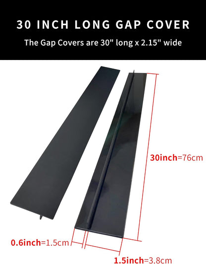Donpearl 30 inch Black Stove Gap Covers (2 Pack), Silicone Gap Filler for Stove and Counter, Oven Edge Side Gap Guards, Kitchen Range Crumb Catcher Strips between Stovetop and Countertop