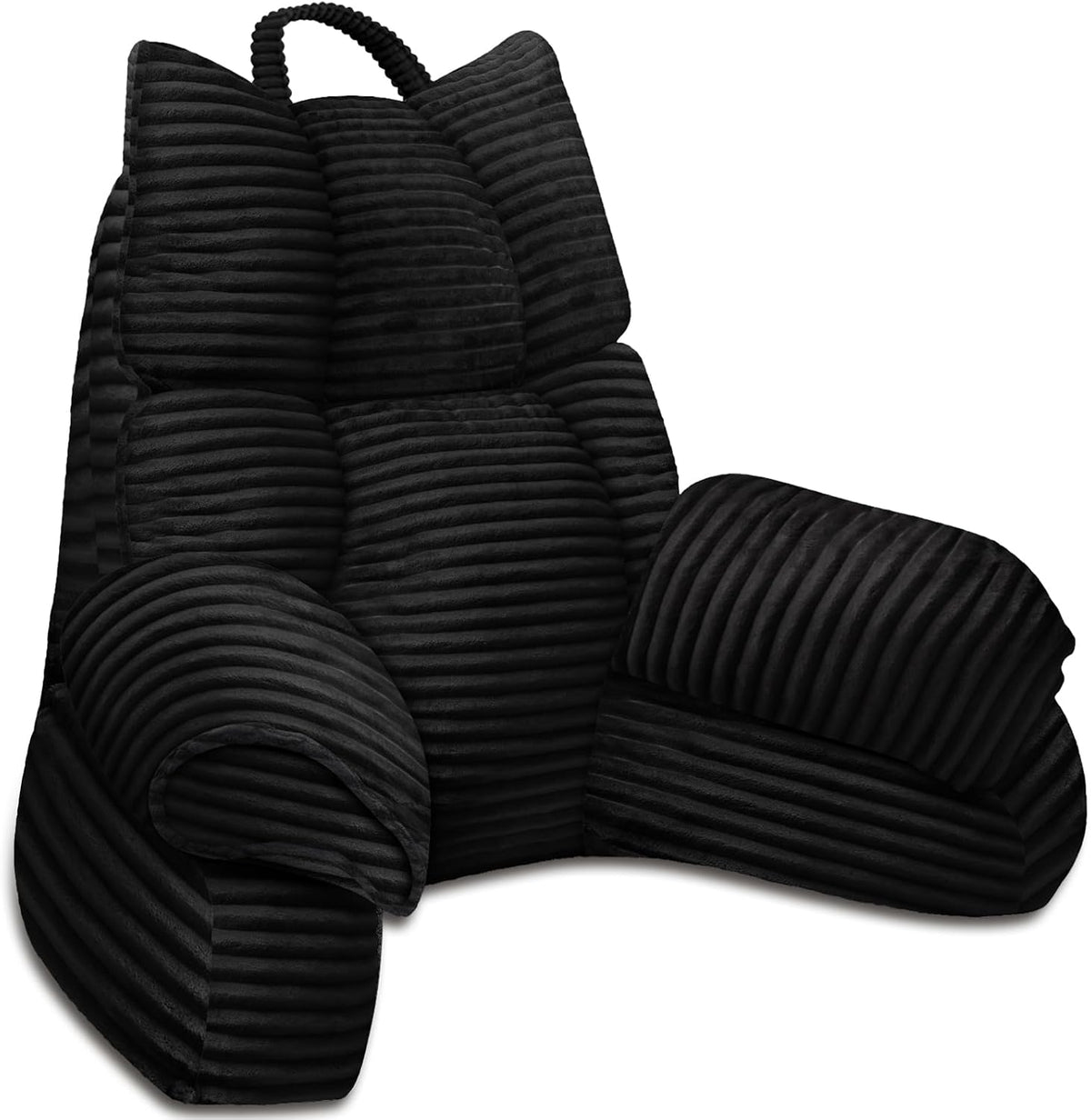 Reading Pillow for Bed with Arms, Back Support, Memory Foam（Grey Black）