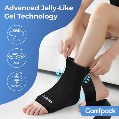 Comfpack Ankle Ice Pack Wrap - Reusable Hot & Cold Therapy | Flexible gel wrap for 360° foot pain relief, perfect for plantar fasciitis & sprains.