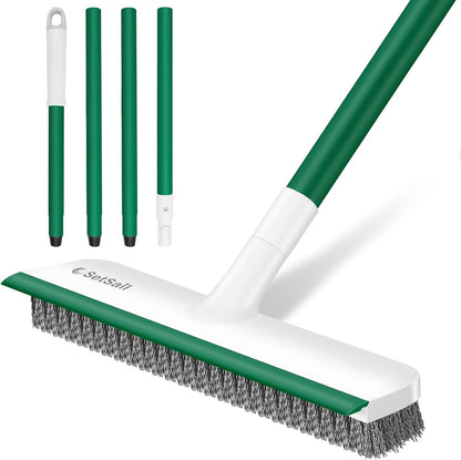 SetSail Floor Scrub Brush with 51-Inch Long Adjustable Handle 2 in 1 Scrape Brush Stiff Bristle Floor Scrubber for Cleaning Shower Bathroom Garage Kitchen Wall Deck Tub Tile | 2 in 1 Scrape Brush Stiff Bristle Floor Scrubber for Cleaning Shower Bathroom