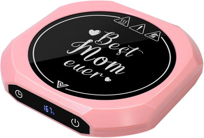Coffee Mug Warmer with Timer for Desk, Auto Shut Off, Pink | 40W Fast Warmer & 3 Temp; Smart 1-12H Timer & Auto Shut-Off; Compact Pink Hot Plate for Desk; Ideal Gift for Mom & Wife