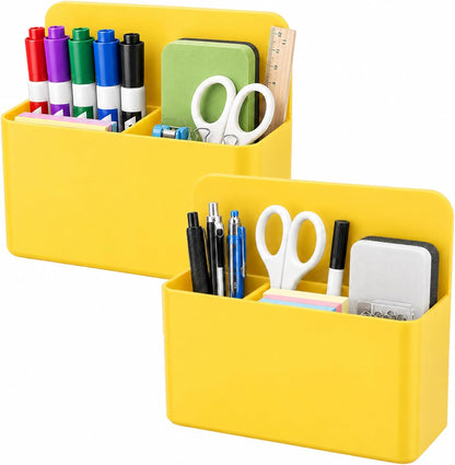 Magnetic Pencil Pen Holder, 2 PCS Magnetic Dry Erase Marker Holder for Whiteboard, Black White Magnet Storage Pencil Cup Case Fridge Organizers Locker Accessories for Office School Teacher Must Haves