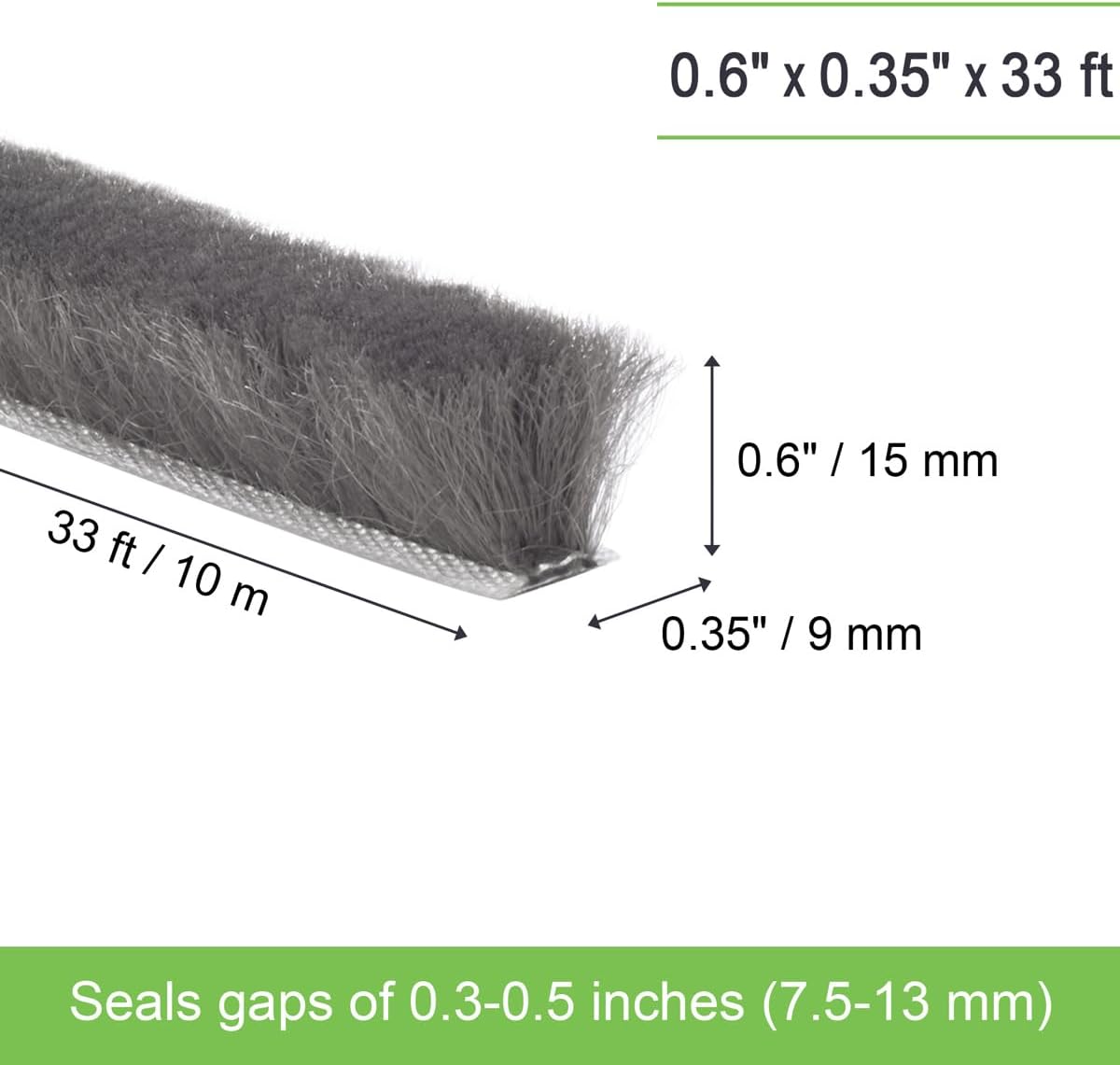 Self-Adhesive Weather Stripping Seal for Doors & Windows – Soundproof Insulation Gap Filler for Sliding, Exterior, Front, and Jamb Frames – 0.2" x 0.35" x 16.5 ft, Gray