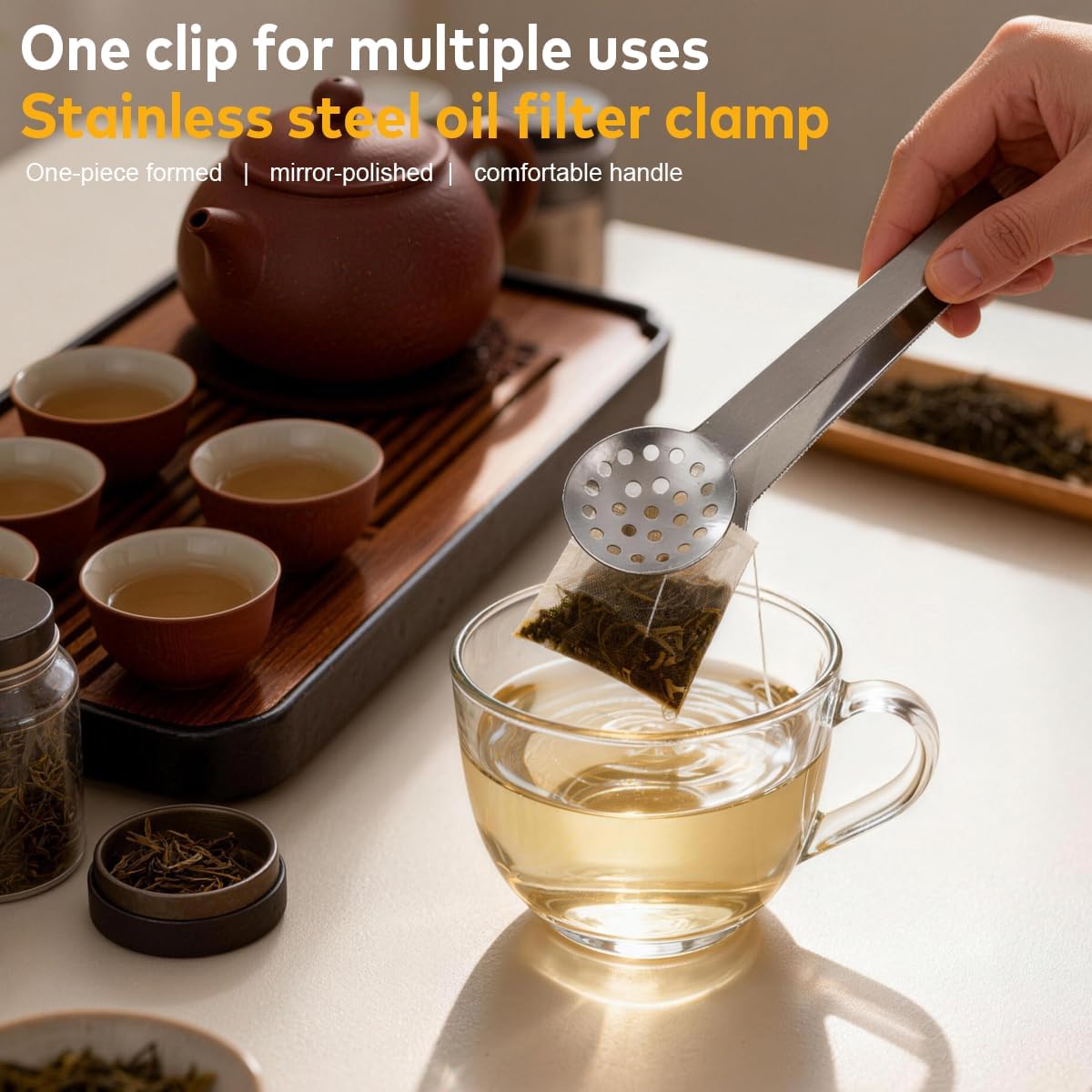 6×1.85Inch Stainless Steel Tea Bag Squeezer Tongs Durable Teabag Filter Coffee Spoon Clamp Tea Strainer Dispenser Accessories for Gripping Lemon Slice Tea Drinkers