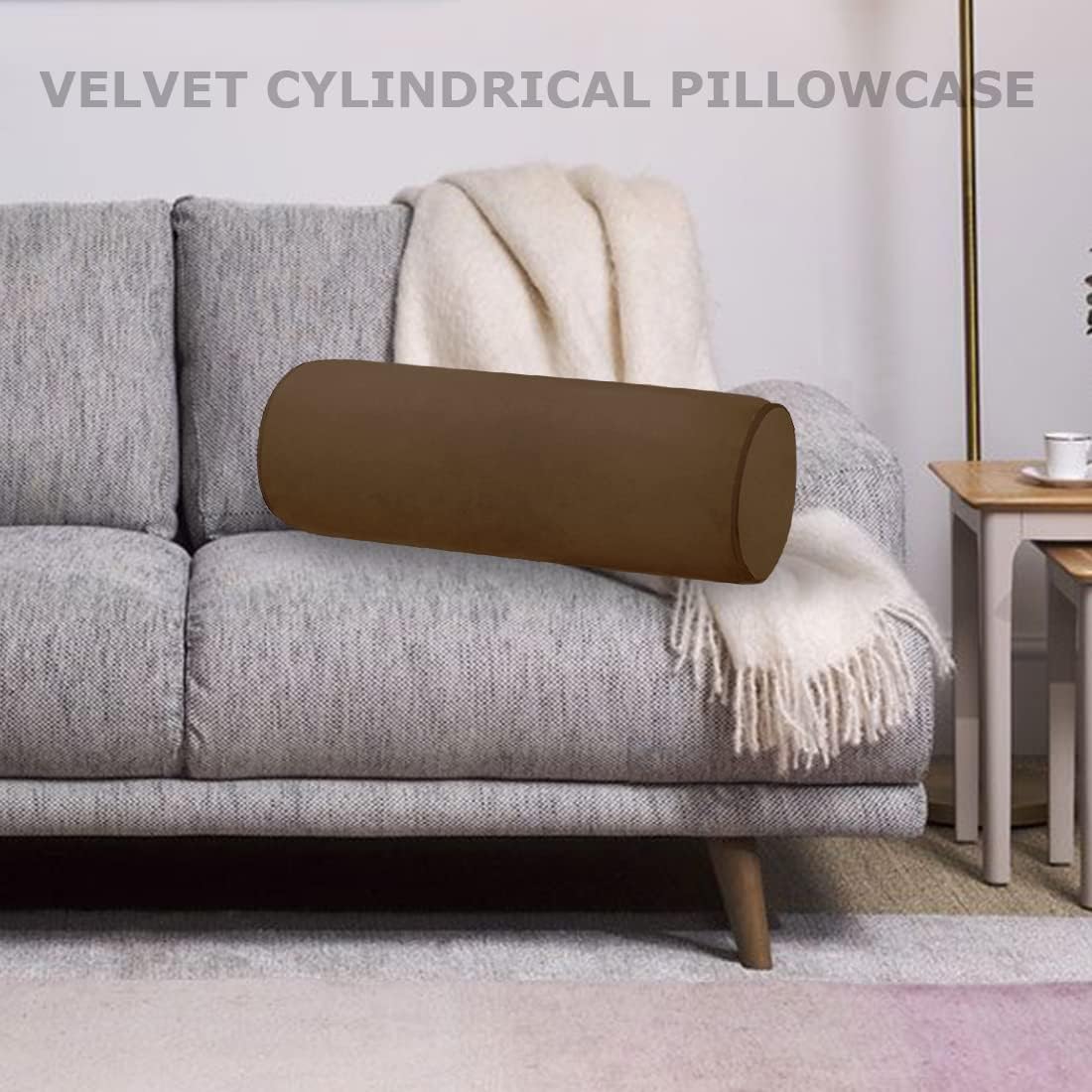 Neck Roll Pillowcases Velvet Cylindrical Pillow Covers 16"x6" with Hidden Zipper for House Home Decor Neck Roll Pillow Cervical Neck Roll Memory Pillow Cylinder Round Cushion (Black, 16x6)