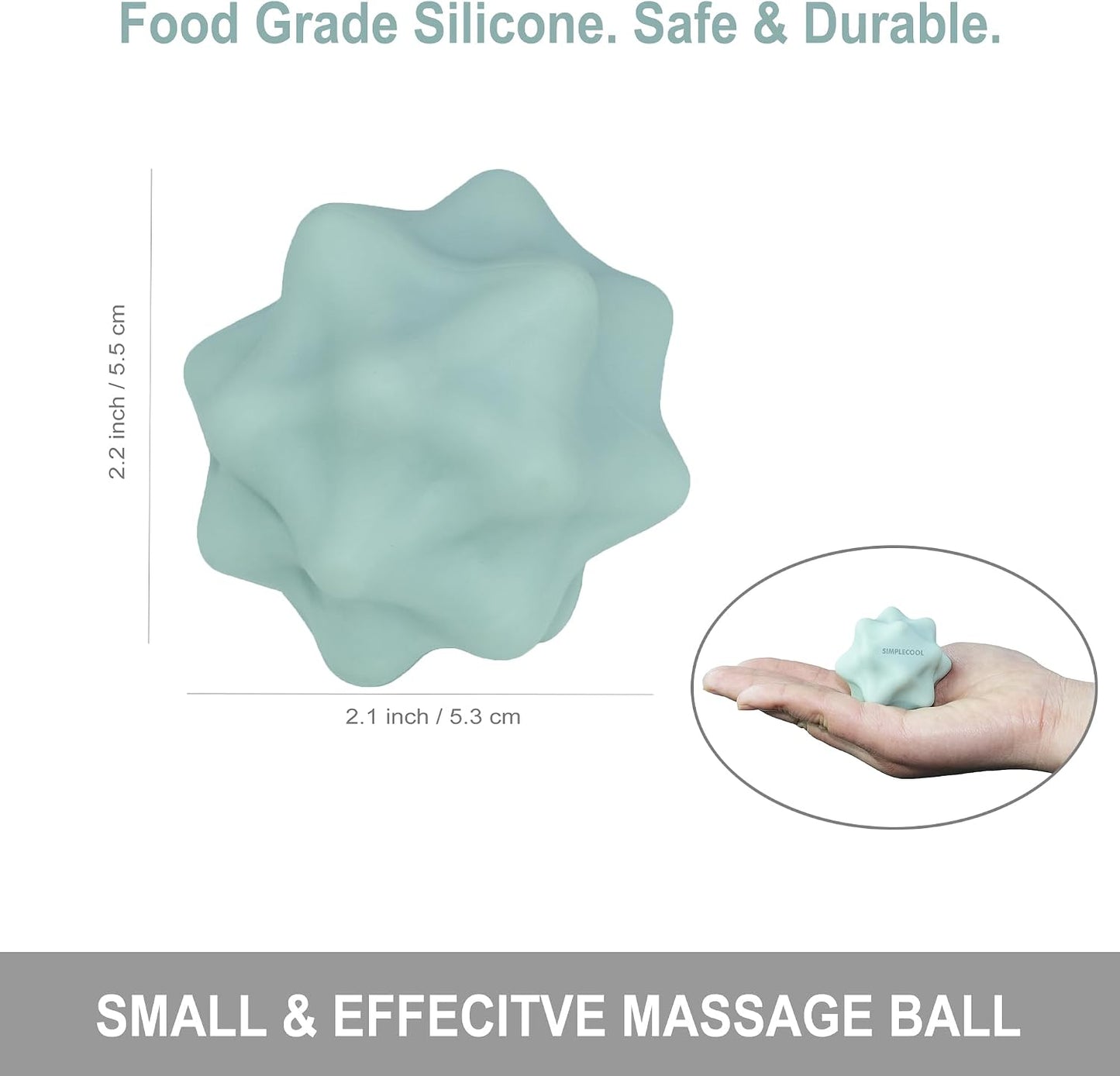 Small Spiky Massage Ball Trigger Point Massage Tool 2.2"×2.1" Blue | Solid Bumpy Massager for Deep Tissue Myofascial Release Hand Foot Plantar Fasciitis Pain Relief Knots Acupoint Yoga Fitness