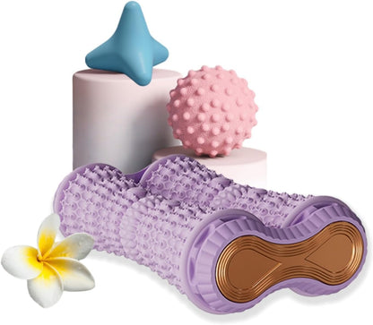Foot Massage Ball & Foot Roller 3-in-1 Set, Plantar Fasciitis Relief, Portable Dual-Roller Massager, Stimulates & Activates Plantar Nerves, Relieves Foot Pain and Soreness, Improves Blood Circulation