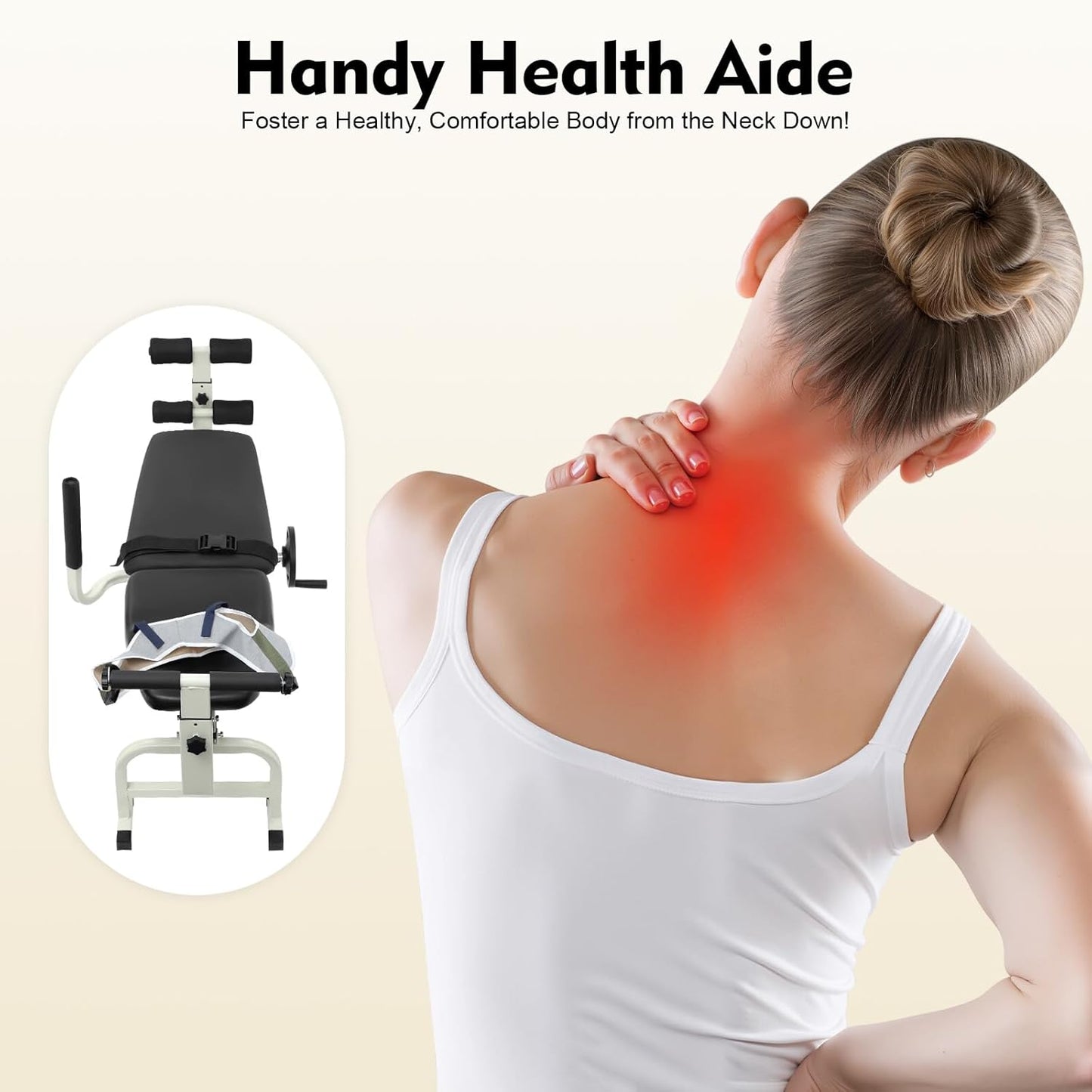 Decompression Table, Spinal Decompression Machine with Base & Safety Belt Decompression Back Stretcher Traction Table Adjustable Decompression & Stretch Table for Tension Relief