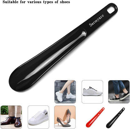 Sarmyarc Plastic Shoe Horn,2pcs Travel Shoe Horns for Men, Women, Seniors& Kids - Shoe spoon - Shoe helper - Boot Shoehorn 10.3''(Red/Black)