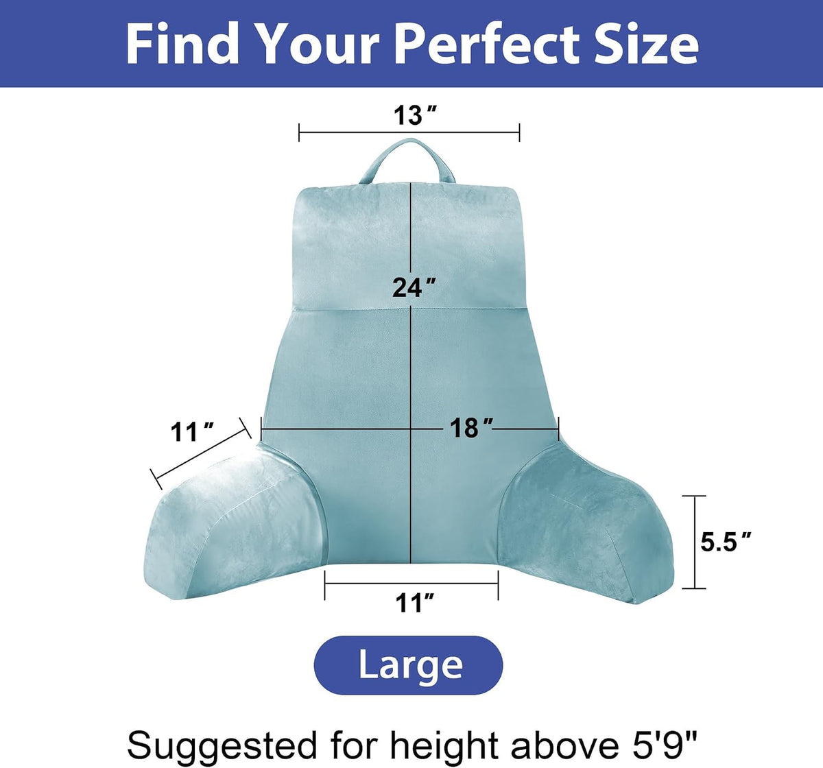 IPYNBAP Back Pillow for Bed Sitting up, Reading Pillow, 18 Inch, Grey