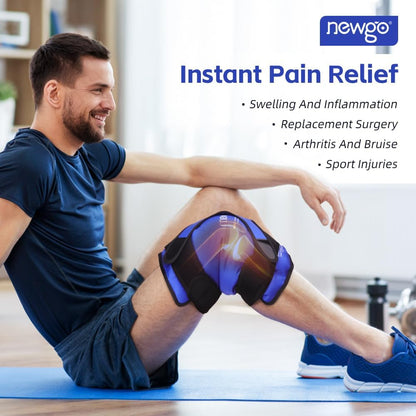 NEWGO Knee Ice Pack Wrap, 360° Full Wrap, Blue | Y-shaped Strap Stays Put, Reusable for Knee Replacement, ACL, Arthritis, Swelling, and Sports Injuries, 21.7" x 9.8"