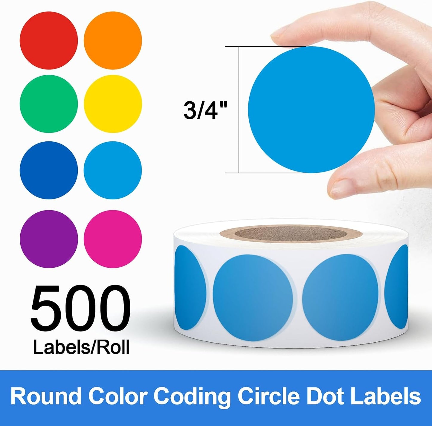 1600 PCS, 3/4" Color Round Dot Stickers, 10 Colors-20 Sheets | Circle Color Coding Blank Labels for Kids/Office/Classroom, Easy Peel, Ideal in Garage/Yard Sale Price self-adhesive Labels