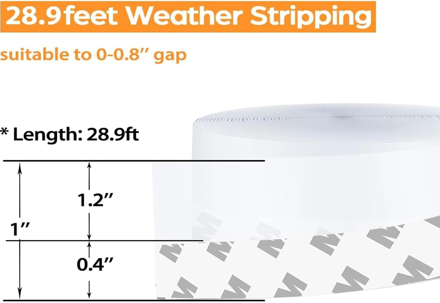 36 Ft Weather Stripping Door Seal Strip Tape,Silicone Door Draft Stopper,Self Adhesive Shower Door Bottom Seal and Door Insulation Strip for Door Frame Windows and Glass Gaps (Transparent, 35mm)