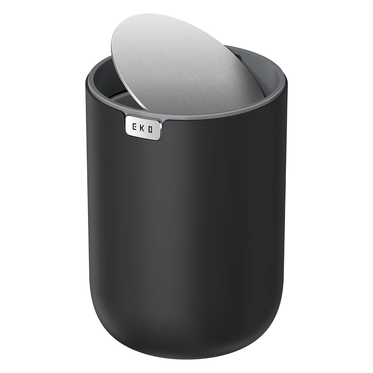 EKO Fandy 0.58 Gal/2.2L Mini Trash Can with Lid, Swing-Top Desktop Trash Can for Bathroom, Countertop, Vanity, Desk or Office, Small Garbage Bin (Blue)