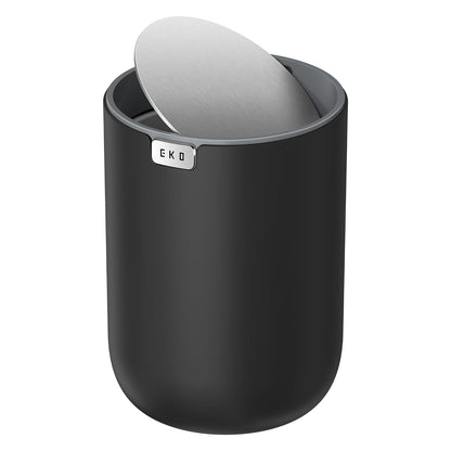 EKO Fandy 0.58 Gal/2.2L Mini Trash Can with Lid, Swing-Top Desktop Trash Can for Bathroom, Countertop, Vanity, Desk or Office, Small Garbage Bin (Blue)