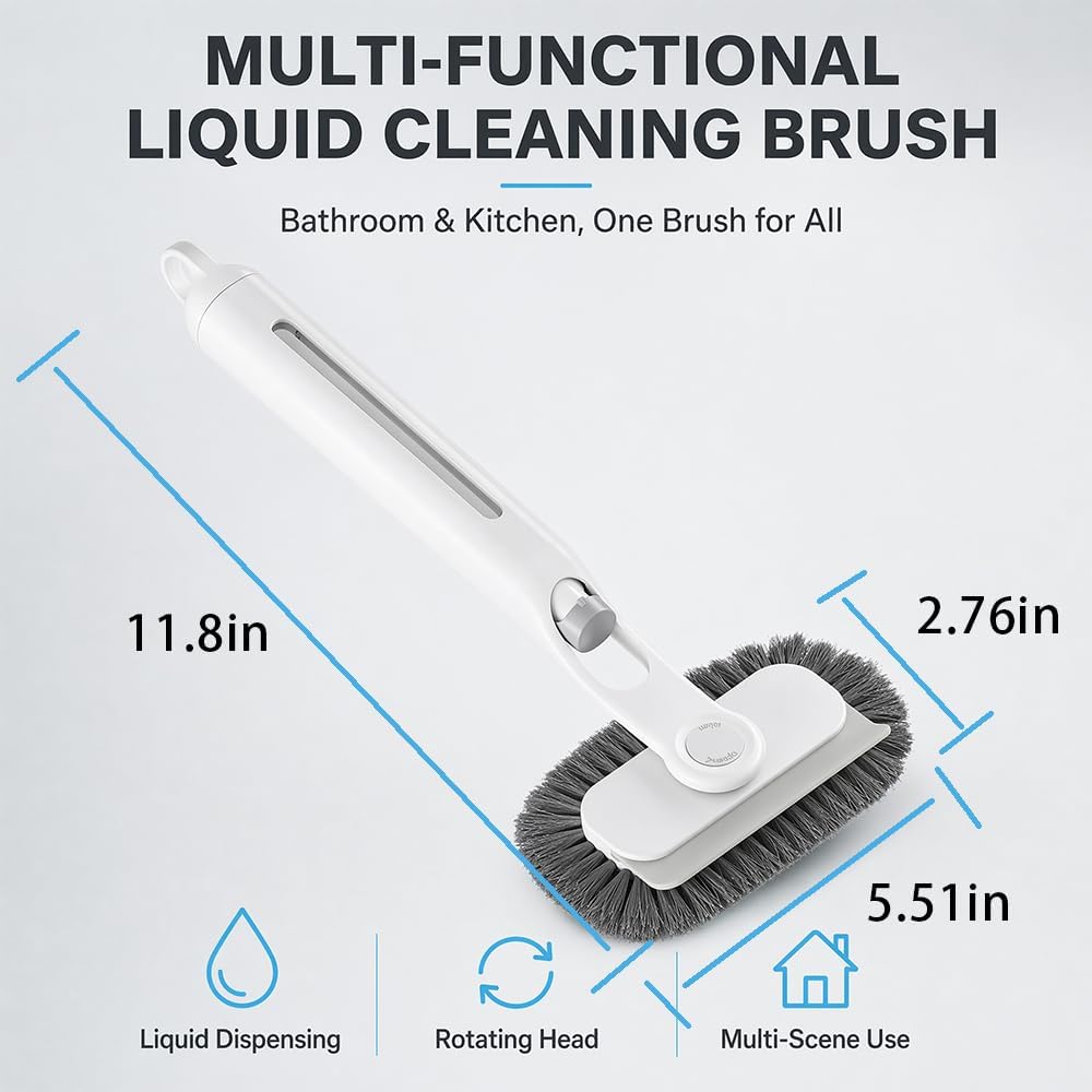 Floor Cleaning Brush with soap Dispenser and rotatable Brush Head, Suitable for Cleaning Bathroom Tiles and Kitchen Range Hoods