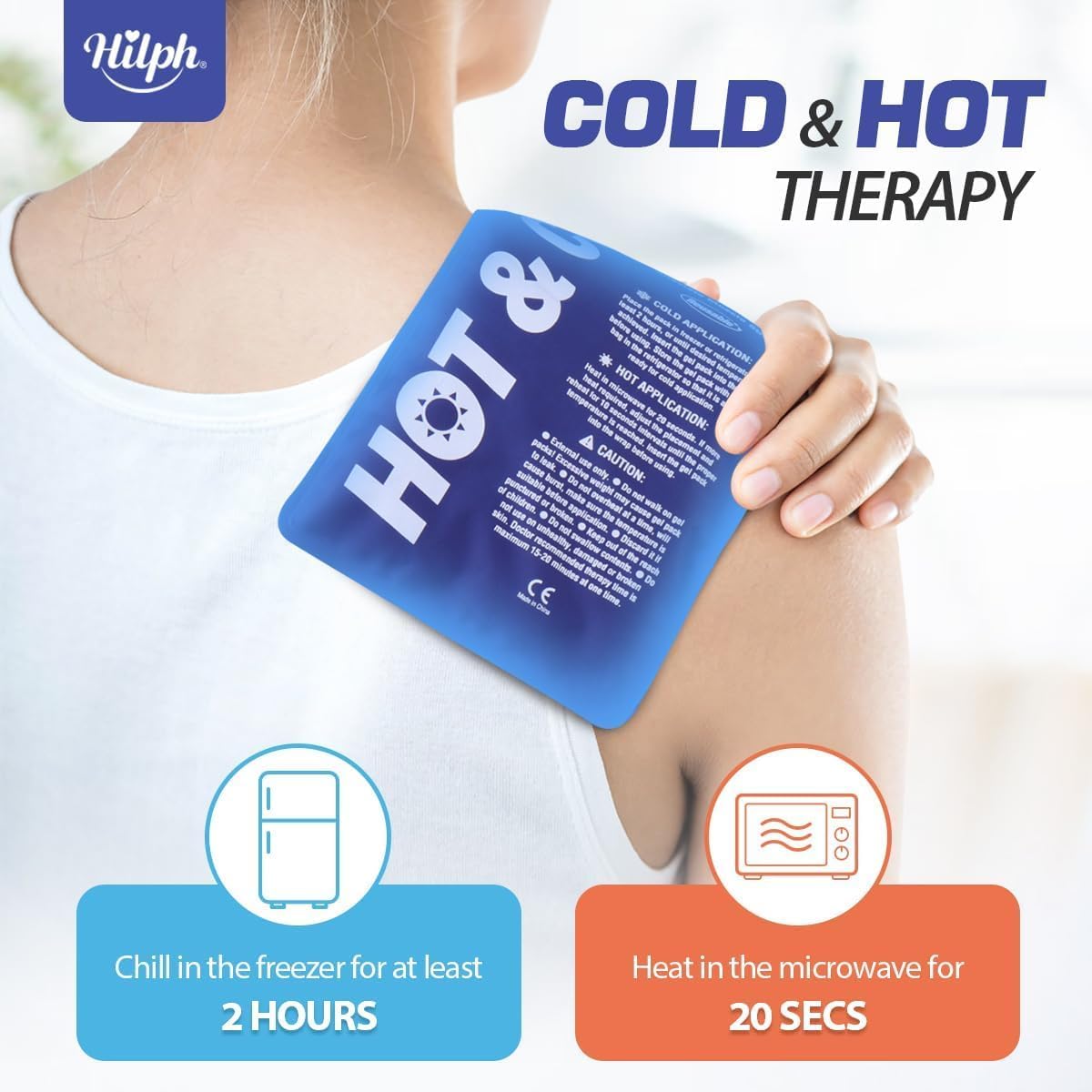 Hilph Ice Packs for Injuries Reusable, 2 Gel Packs & Adjustable Sleeve