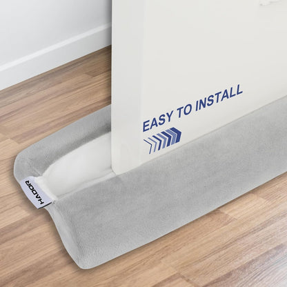 HADOR Door Draft Stopper for Bottom of Door, 36 Inch Under Draft Air Noise Light Blocker 30"- 36" Double Side Triangle Soundproof Sweep Filler Seal Gap up to 1.7" for Patio Sliding Door Guard, Grey | Under Door Gap Filler,Double-Sided Foam Design, Fits