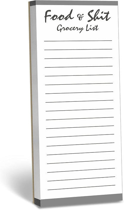 Hebayy 100 Pages Food&Shit Magnetic Back Funny Grocery List Planner Note Pad To Do List for Fridge Locker (3" x 8")