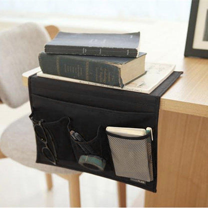 Bedside Storage Organizer with Pockets, Bedside Caddy, Table Cabinet Storage Organizer, TV Remote Control, Phones, Magazines, Tablets, Accessories, Grey