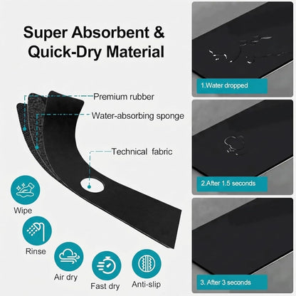 33 Lx5.5 W Long Kitchen Sink Faucet Mat: Customizable Black Splash Guard with Pre-Cut Center Hole for Large Double bowl Sink, DIY to Fits irregular & 2, 3, 4 hole sinks with Soap Dispenser & Air Gap