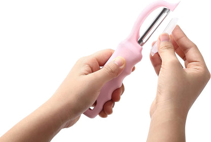 Spring Chef Swivel Potato Peeler for Kitchen w/ Soft Grip Handle, Mango | Premium Vegetable Peeler w/ Sharp Stainless Steel Blades, Multifunctional Food Peeler for Apple, Carrot, Cucumber, Fruit