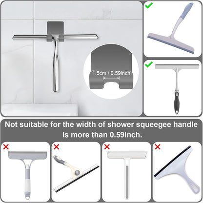 CGBE Shower Holders for Razors, 2 Pack Squeegee Holder and 2 Pack Razor Holder, Razors Holder for Shower Heavy Duty Waterproof Hook for Squeegee Loofah - Black