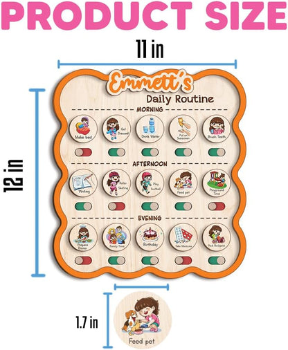 Wooden Daily Routine for Kids, Chore Chart for Toddler, Daily Responsibilities for Kids, Visual Schedule, Morning Bedtime Routine for Girls