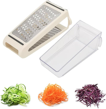 Cheese Grater - Reversible Box Grater with Two Sides Handheld | Double Sided Food Grater with Storage Container, Stainless Steel Blades for Cheese,Vegetables,Ginger,Garlic
