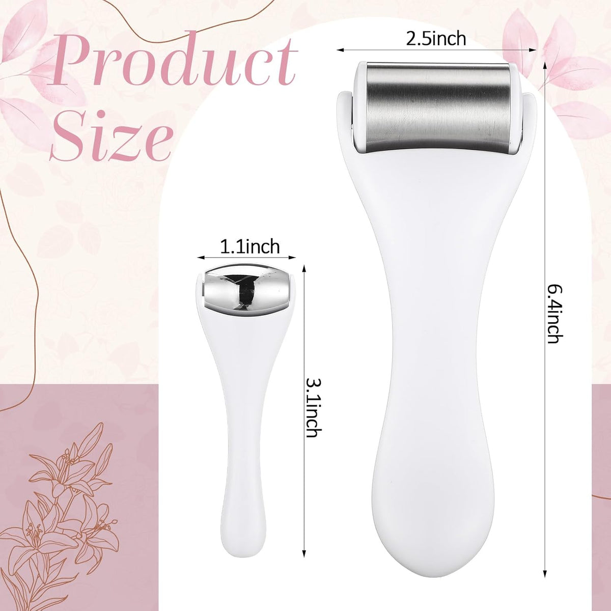 Tondiamo 2 Pcs Muscle Roller Portable Small Silicone Massager Roller Deep Tissue Muscle Massage Stick Cellulite Remover Scar Tissue Massager for Relief Face Neck Arm Back Leg(White,Silicone)