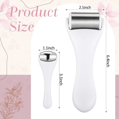 Tondiamo 2 Pcs Muscle Roller Portable Small Silicone Massager Roller Deep Tissue Muscle Massage Stick Cellulite Remover Scar Tissue Massager for Relief Face Neck Arm Back Leg(White,Silicone)
