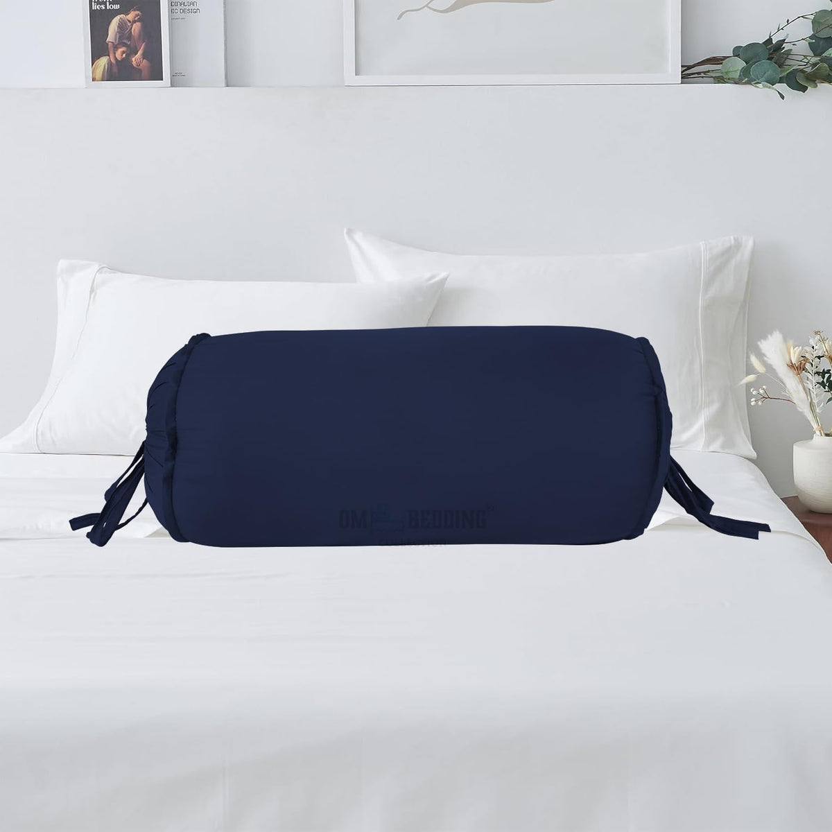 SAHARBEDDINGS 2 Pieces Cervical Neck Roll Pillow Cover with Cotton Bolster Pillowcases for Cylindrical Cushion and Drawstring Closure Round Neck Pillowcase (Plum, Roll Pillow 18x3 Pack of 2)