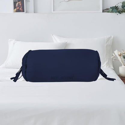 SAHARBEDDINGS 2 Pieces Cervical Neck Roll Pillow Cover with Cotton Bolster Pillowcases for Cylindrical Cushion and Drawstring Closure Round Neck Pillowcase (Plum, Roll Pillow 18x3 Pack of 2)