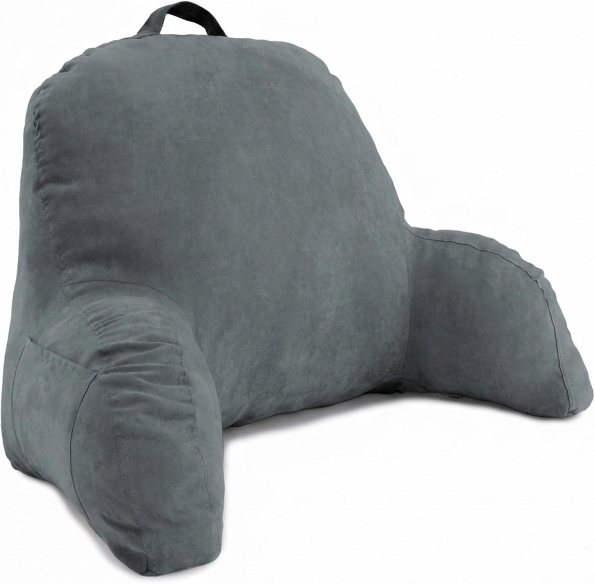 Deluxe Comfort Microsuede Bed Rest - Reading and Bedrest Lounger - Sitting Supprt Pillow - Soft But Firmly Stuffed Fiberfill - Backrest Pillow With Arms, Light Purple