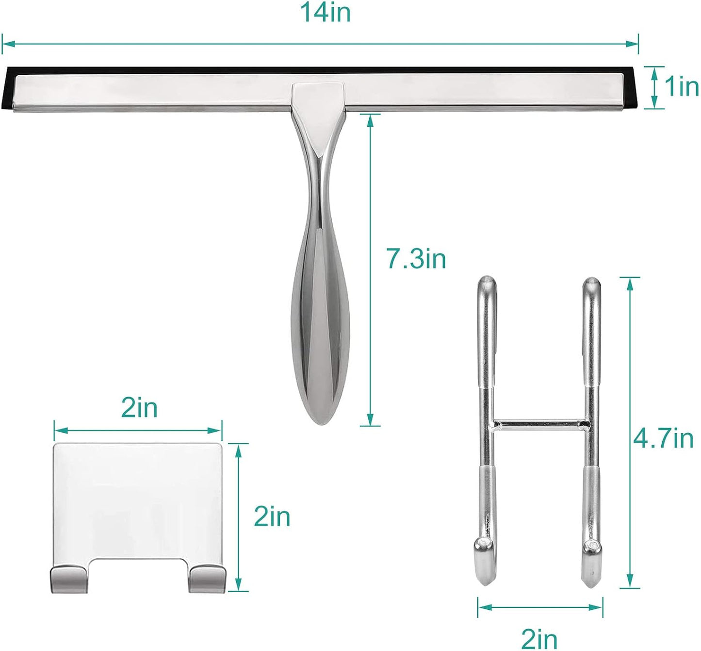 Shower Squeegee for Glass Doors,10-Inch Shower Glass Squeegee, Matte Black Shower Squeegee for Shower Doors,Mirror,Windows, with Shower Door Hook and Adhesive Hook
