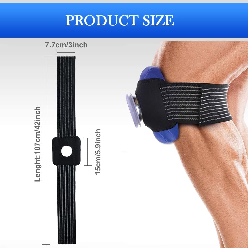 Ice Pack Strap, Extended Version Adjustable Support Wrap, Ice Pack Wrap Band, Ice Bag Strap, Multipurpose Elastic Hook and Loop Extension Strap, 42 inches