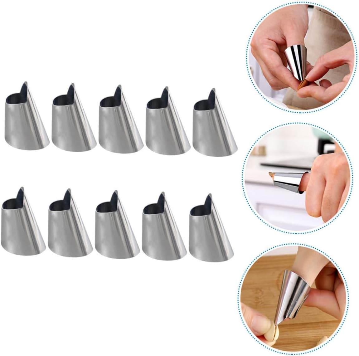 Gatuida 10pcs Vegetable Peeler Slice Finger Protectors Cutting Chopper Guards Reusable Stainless Steel Safety Finger Cover